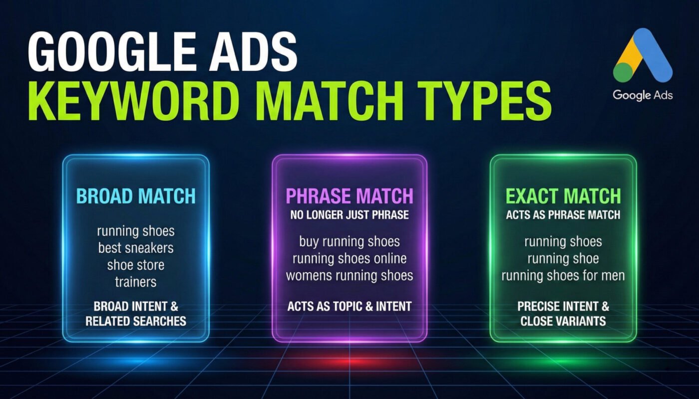Google Ads keyword match types and negative keywords