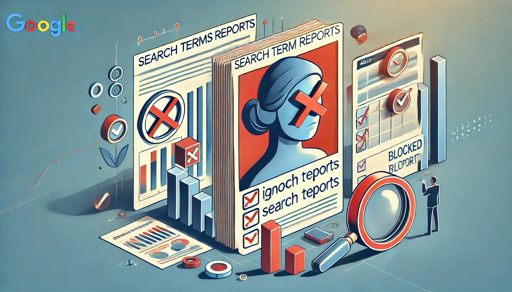 Google Ads search terms report for negative keyword review