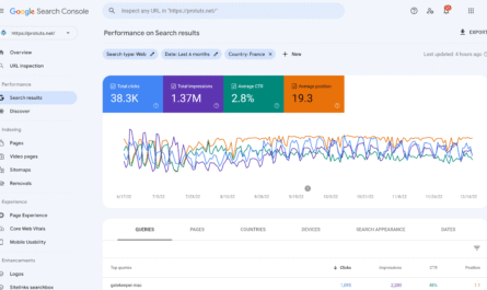 Google Search Console performance report for SEO