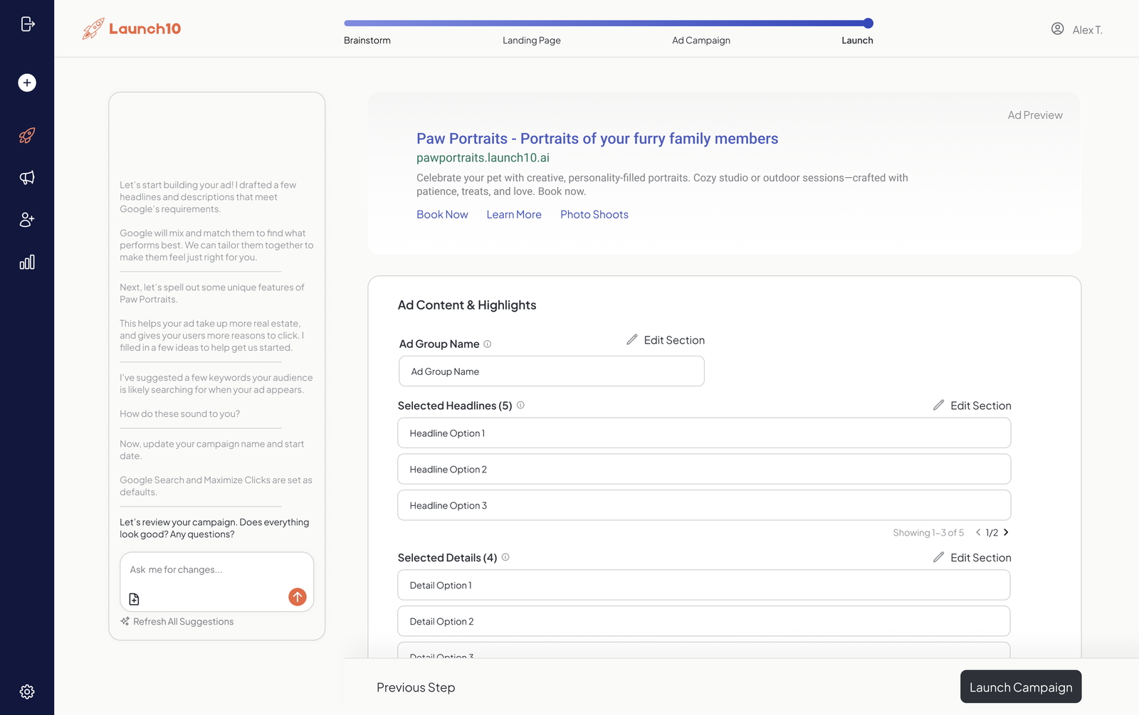 Landing page headline matching paid ad message