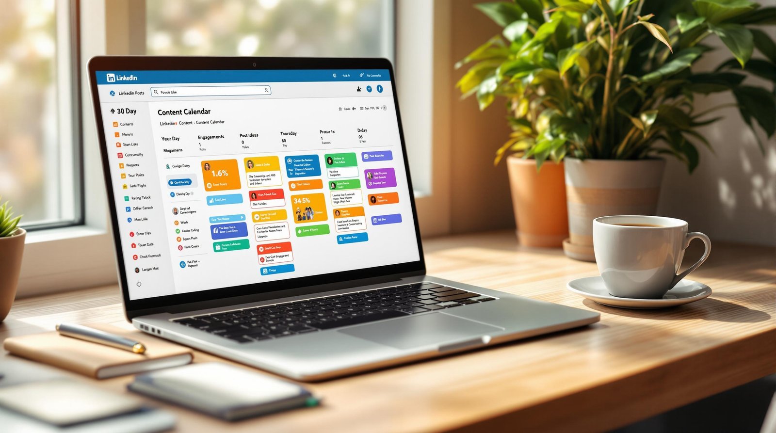 Weekly LinkedIn content planning calendar for a B2B team
