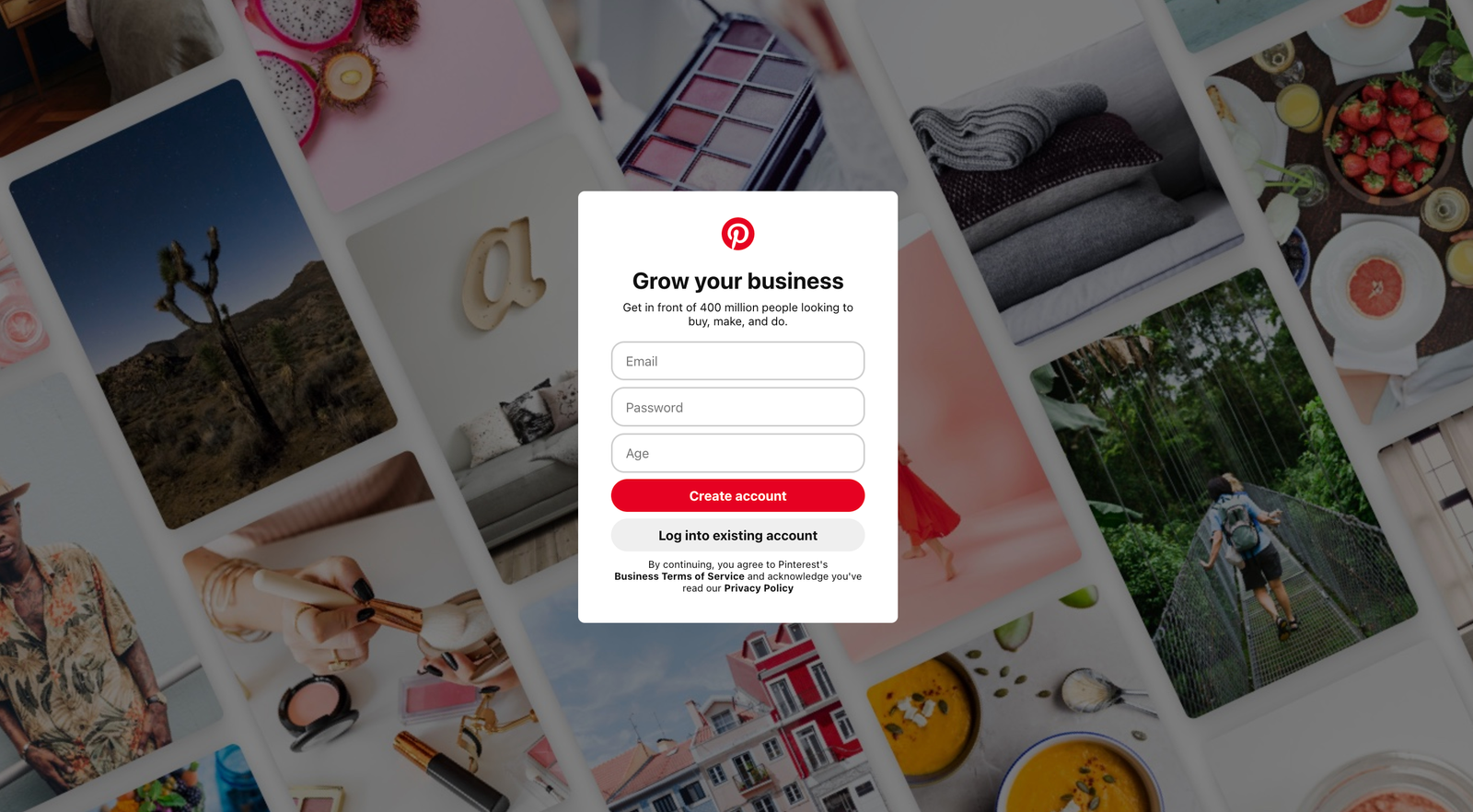 Pinterest business profile and focused boards