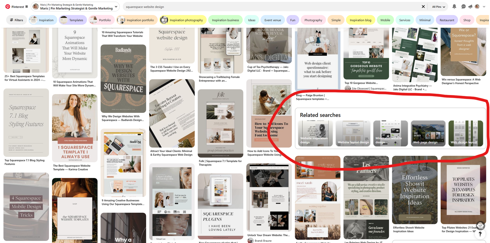 Pinterest keyword research using search suggestions
