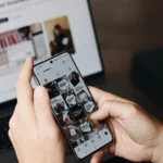Small business Instagram content strategy planning on a smartphone