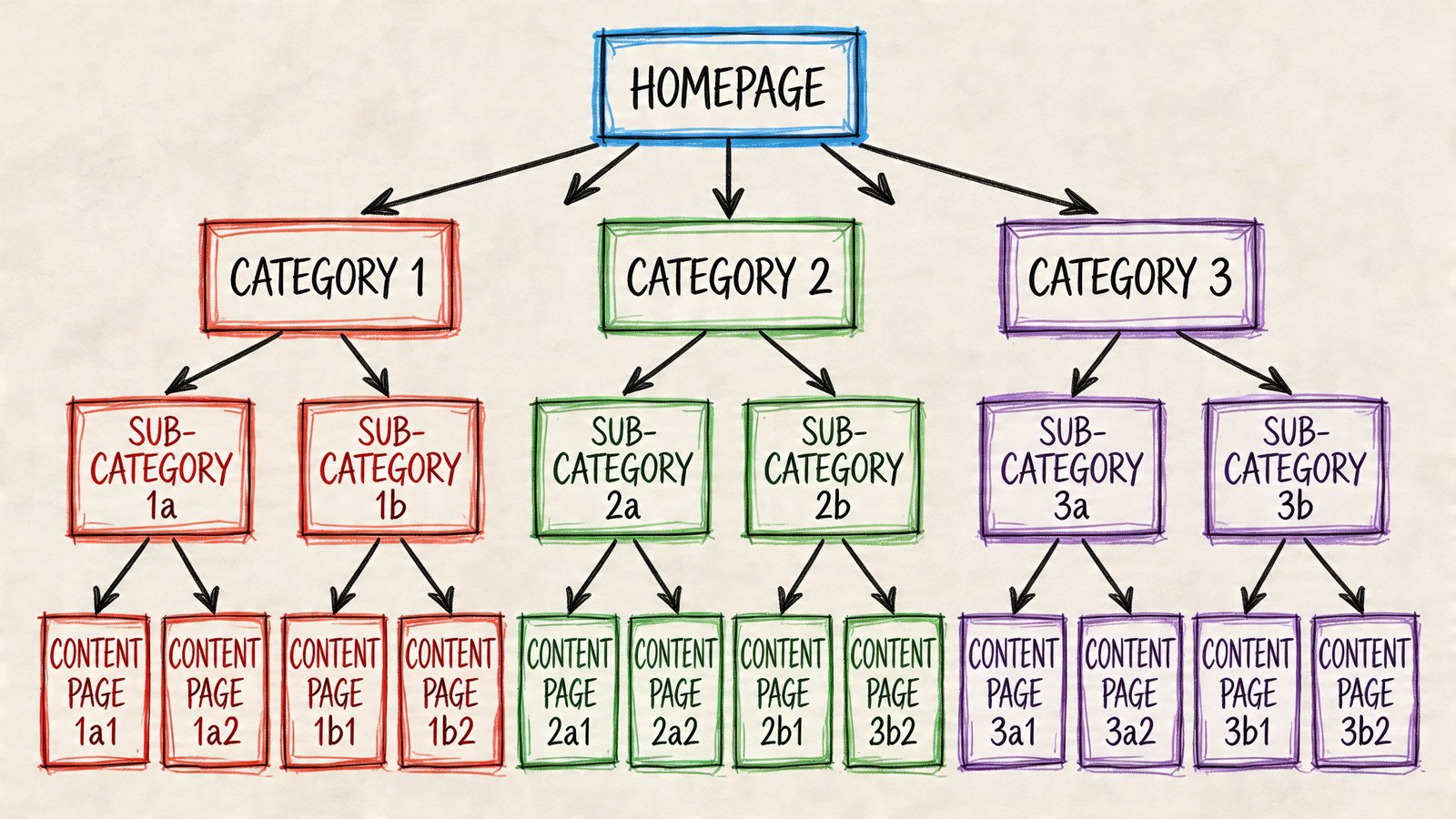 Website navigation hierarchy for SEO